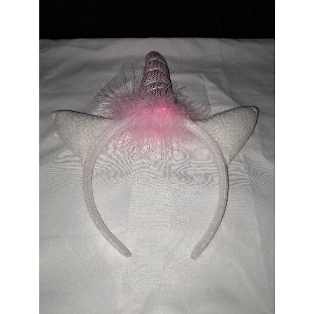 Unicorn Headband Pink White Silver and Feather Costume Dress Up Cosplay Casual